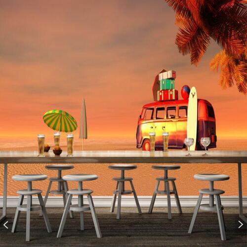 Car on the beach papel de parede,living room sofa TV wall kids' bedroom wall papers home decor restaurant bar mural