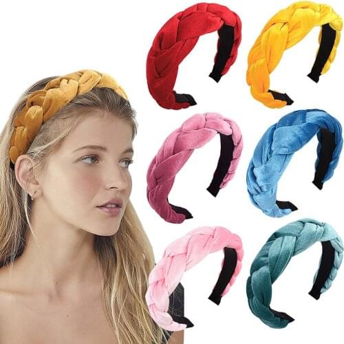 1PC Velvet Wide Weaving Hairbands Braided Headband Solid Color Hair Hoop Fashion Hair Bands Hair Accessories Bezel Headdress