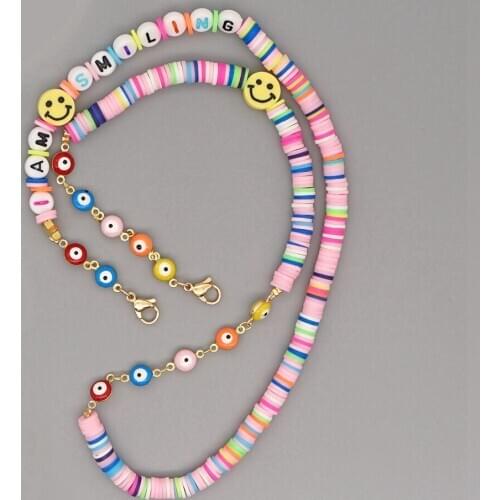 Go2Boho Women Necklace Jewelry Face Cover Chain Strap Heishi Polymer Bead Necklace Sunglasses Lanyard 2020 Hot Fashion Jewellery