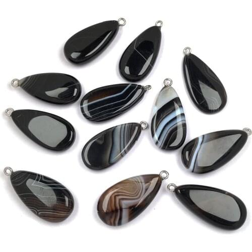 Natural Stone Striped agates Pendant Elliptical shape Exquisite Pendants charms for Jewelry making DIY Necklaces Accessories