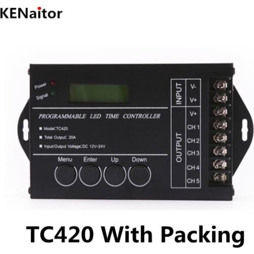 Time programable RGB LED Controller TC420 DC12V/24V 5Channel Total Output 20A Common Anode Programmable Free Shipping