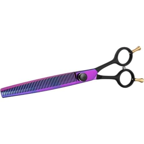 7.5 Inch High Grade Purple and Black Japanese Stainless Steel 440c Salon Pet Hair Cutting Thinning Scissors Dog Grooming Shears