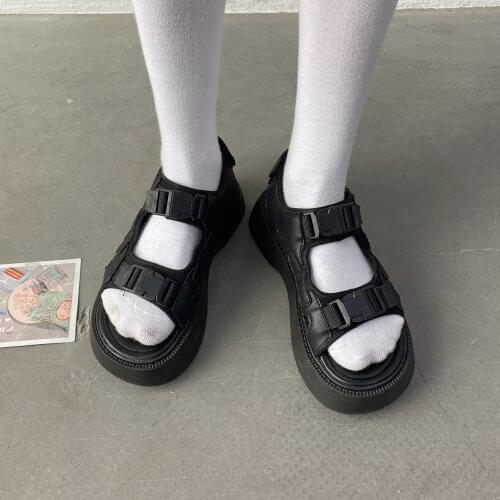 Platform Sandals Women Buckle Decoration Thick Sole Sandals Women Shoes Summer Fashion Open Toe Sandals Black White Mujer