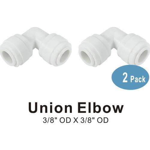 Union Elbow 3/8" x 3/8" Quick Connect QC RO System Fittings - 2 PACK