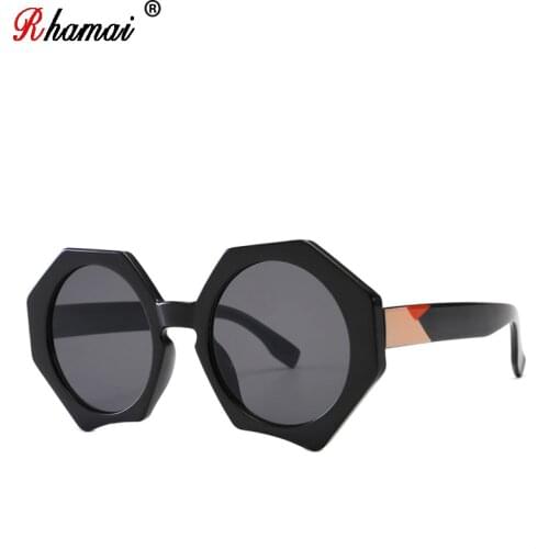 RHAMAI Oversized Sunglasses Women 2020 Polygonal Sunglass Ladies Luxury Brand Vintage Big Frame Sun glasses Female Trend Eyewear