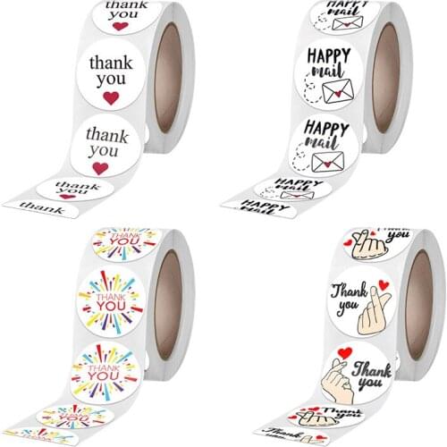 Thank You Stickers Seal Labels Decorate Flowers on Christmas Day Decoration Sticker for Handmade Wedding Gift Stationery Sticker