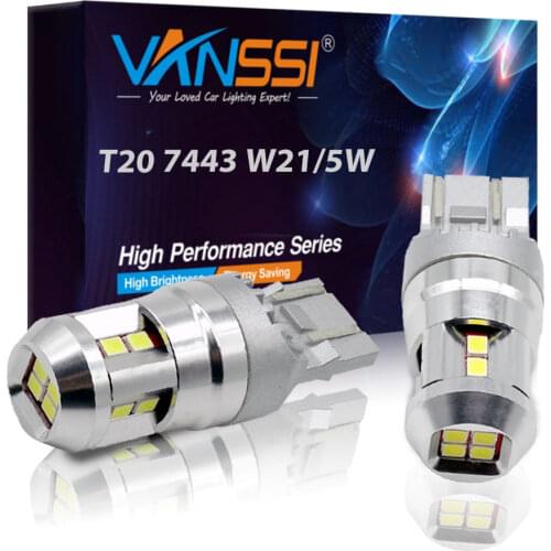 VANSSI T20 7441 7443 7444 992 W21/5W LED Bulbs Bright White 12SMD LED Back Up/Reverse/Brake/Tail /Parking Running Lights