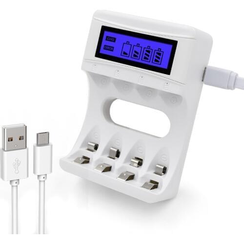 Intelligent LCD Display AA / AAA Battery Charger For Ni-Cd Ni-Mh Rechargeable Batteries USB Interface Smart Chargers US/EU Plug
