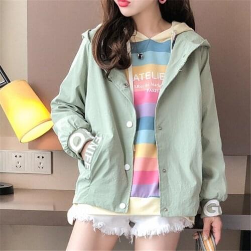 2020 Youth Plover Hooded Spring And Autumn Thin Loose Cardigan Sport Coat