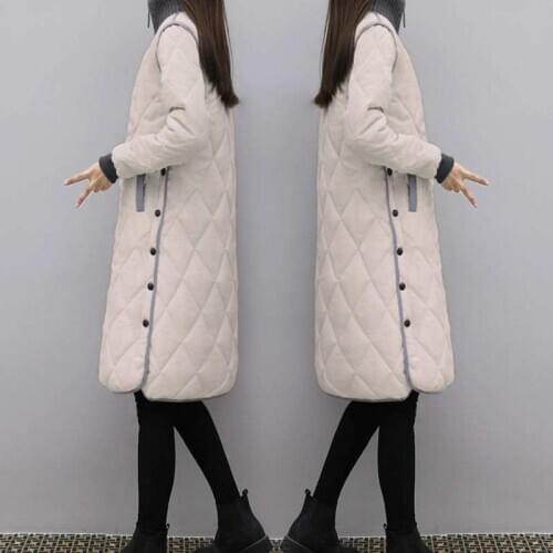 Women Winter Long Padded Clothing Female Fashion Loose and Thick Down Cotton Jacket Slim Parkas Ladies Turtleneck Coats