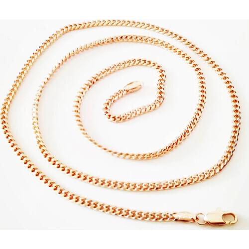 585 Rose Gold Color Necklace 60 cm Long Slim New Women Jewelry Hot Selling Gift