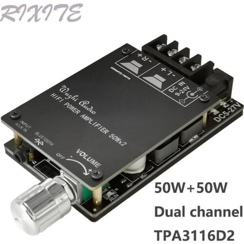 HIFI Wireless Bluetooth 5.0 TPA3116 Digital Power Audio Amplifier board TPA3116D2 50WX2 Stereo AMP Amplificador Home Theater