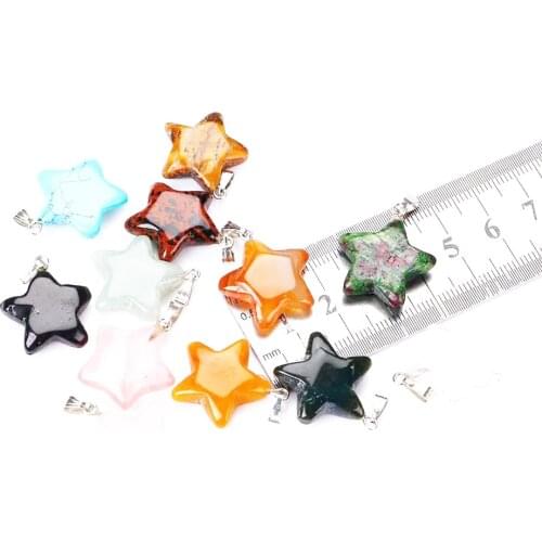 1pcs Charms natural stone quartz crystal pentagram star necklace pendant for Jewelry