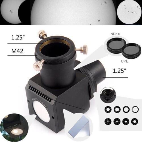 1.25" Solar Prism Herschel Prism Sunspot Solar Eclipse Observation Photography Telescope Accessories