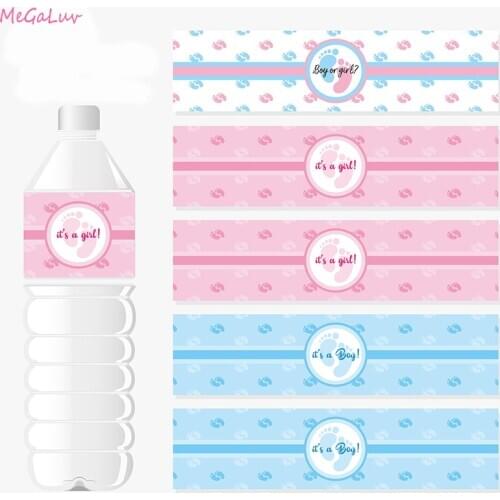 12/24Pcs Boy Or Girl Water Bottle Labels Stickers Gender Reveal Party Favors Bottle Sticker Baby Shower Party Supplies