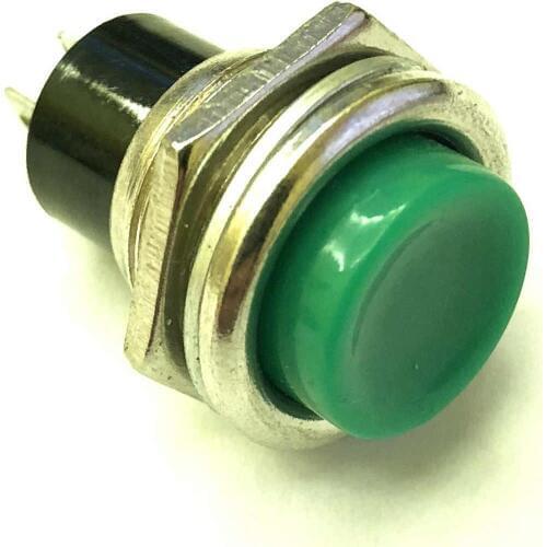 16mm Mounting Green NC Momentary 2Pin SPST ON-(OFF) 3A 125VAC Push Button Switches