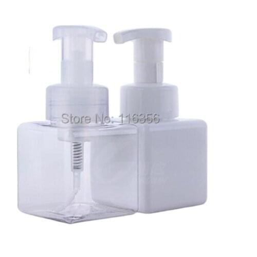 250ML TRANPARENT /WHITE PET BOTTLE WITH FOAMING PUMP FOR FOR SHOWER GEL OR SHAMPOO CONAINING OR FOAMING BOTTLE