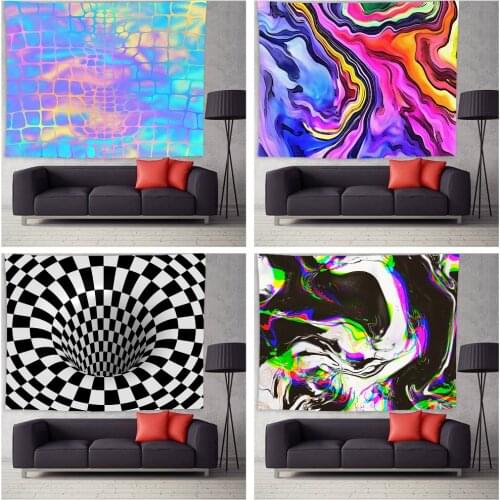 3D Abstract Tapestry Wall Hanging Blanket Colorful Ripple Bedroom Background Cloth Wall Art Decor for Living Room Dorm