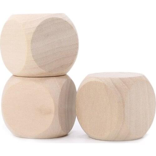 40mm Blank Wood Dice Kid Toys Printing Engraving Write Painting DIY Family Game H4GF