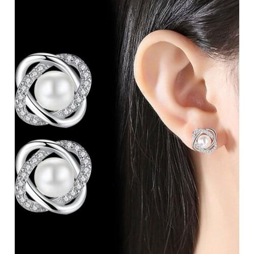 AINAMEISI 2021 New Arrival Women Trendy Stud Earrings Pearl Earrings French Elegant Simple Fashion Korean Female Jewelry