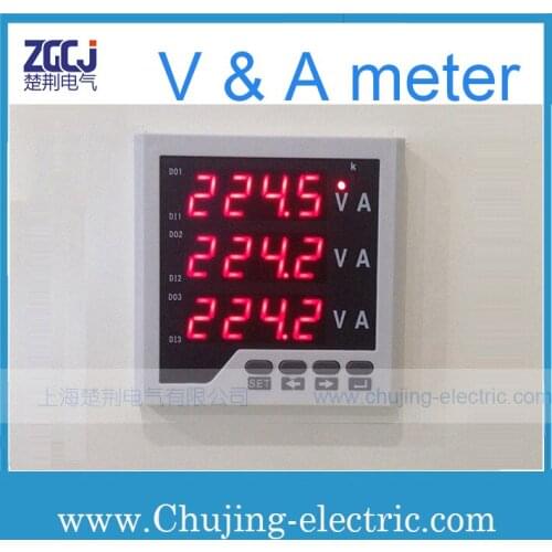 Free shipping 3 phase AC A&V meter , electric power meter digital LED display power meter
