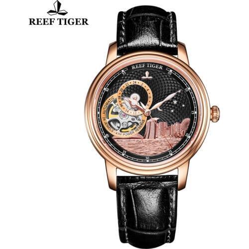 Reef Tiger/RT Luxury Brand Ladies Designer Watch Men Sapphire Crystal Leather Strap Classic Automatic Watch Clock Reloj RGA1739