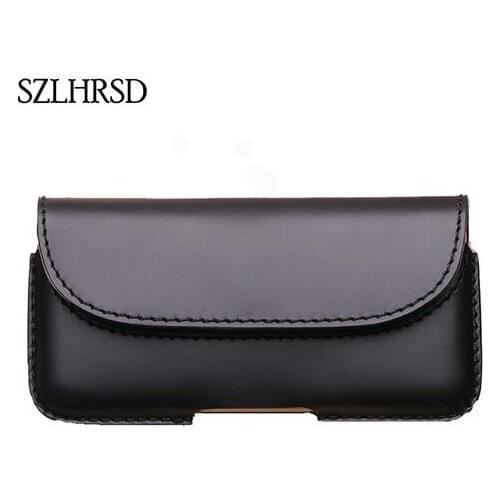 SZLHRSD Men Belt Clip Genuine Leather Pouch Waist Bag Phone Cover for Sony Xperia XZs XA2 XZ2 L2 XA1 Cases Black Cell Accessory