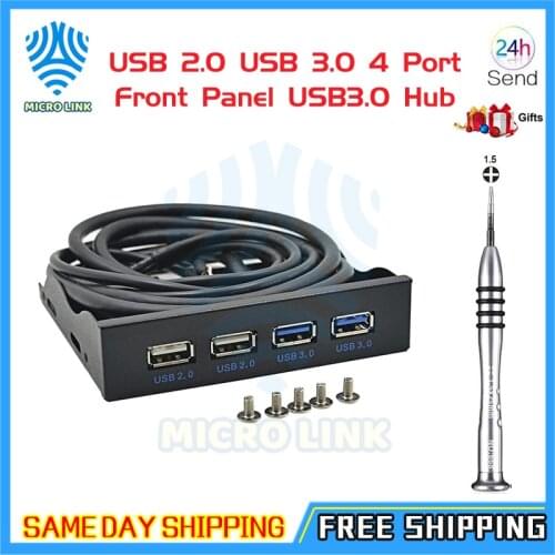 HUB USB 2.0 USB 3.0 4 Port Front Panel USB3.0 Hub Splitter Internal Combo Bracket Adapter for Desktop 3.5 Inch Floppy Bay