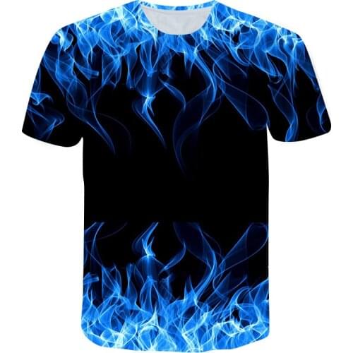 2021 Hot Sale Flame Pattern 3D Mens Plus Size T-shirt Summer Must-have Polyester Material Lightweight Breathable XXS-6XL