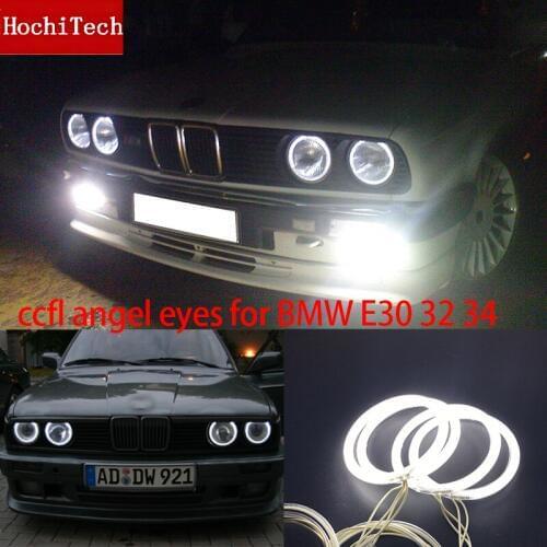 HochiTech WHITE 4pcs 120mm CCFL Headlight Halo Angel Demon Eyes Kit angel eyes light for BMW E30 E32 E34 1984-1990