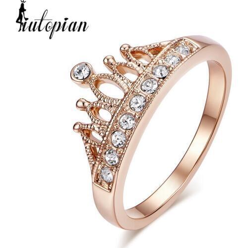 Iutopian Brand Genuine Austrian Love Crown Rings For Man With Austrian Crystal Stellux High Quality 1#RG94929