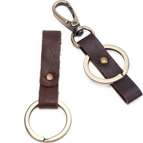 Real Cowhide Genuine Leather Keychain Wallet Pocket for Car Keys Clip Ring Men Handmade Purse Accessories DIY Crafts Gifts
