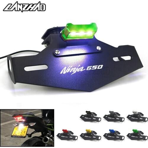NINJA650 Z650 Motorcycle License Plate Bracket Holder with LED Light Accessories for Kawasaki Ninja 650 Z650 2017 2018 2019 2020