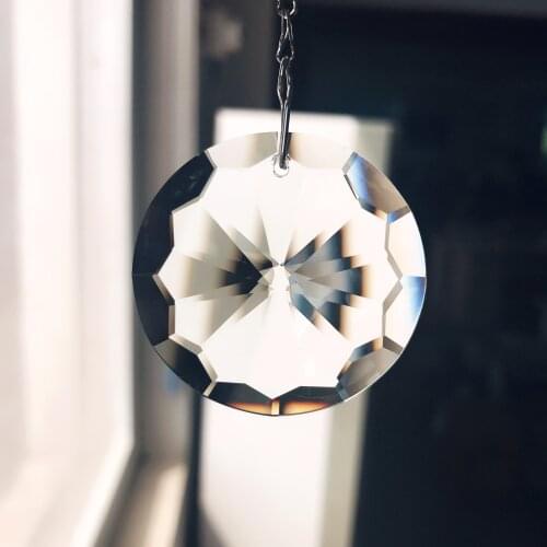 40MM Round Clear Crystal Prisms Flower Suncatcher Pendants Hanging for Chandelier Parts DIY Transparent Crystal Prism