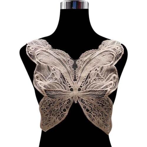 Lace Fabric Embroidered Corsage Butterfly Collar DIY Sewing Accessories Wedding Dress Decoration Lace Applique For Bridal Cloth