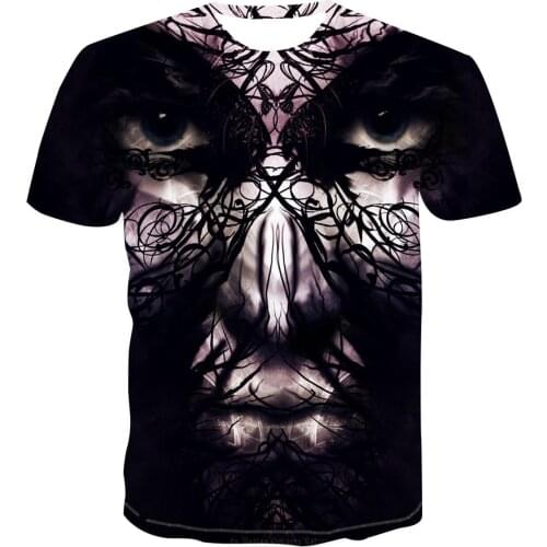 Summer Men 'S T -Shirt Men 'S Harajuku Short Sleeve Heavy Metal T -Shirt Casual Head Print 3d Men 'S T -Shirt S -6xl