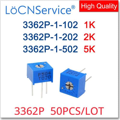 LoCNService 3386P 50PCS 1K 2K 5K 102 202 502 Trimming Potentiometer Knob cap Made in China High quality