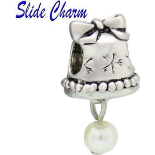 Fashion jewelry DIY charm European style Christmas beads white beads bell pendant Fit Pandora Bracelet Necklace