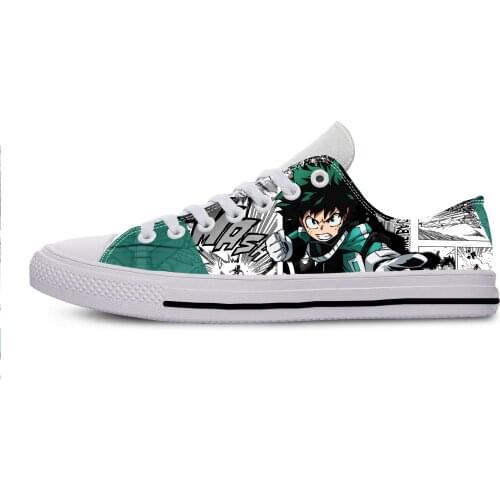 Anime Manga My Hero Academia Midoriya Izuku Deku Casual Cloth Shoes Low Top Lightweight Breathable 3D Print Men Women Sneakers