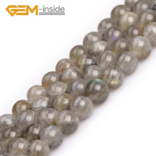 Natural Gray Labradorite Stone Semi Precious 8mm Round Big Hole 1.5mm-2mm Beads for Jewelry Making 15" Strand Wholesale New