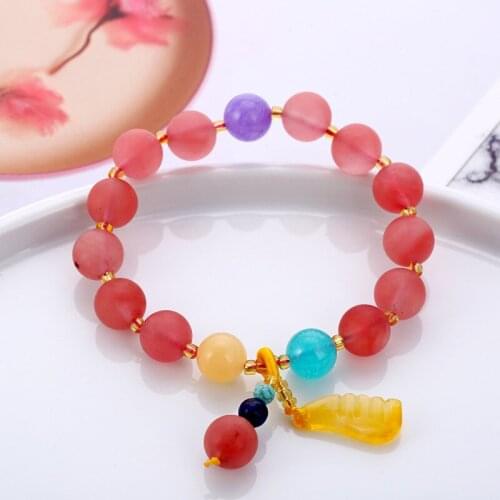 2021 New Simple Chinese Style Bracelet Multi-circle Tassel Wind Round Bead Fantasy Starry Glass Bead Bracelet for women