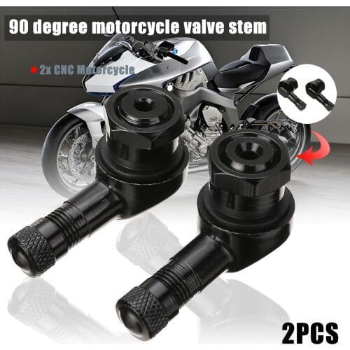 New Arrival 2pcs CNC Motorcycle 90 Degree Angle Wheel Tire Tubeless Valve Stem Aluminum Black