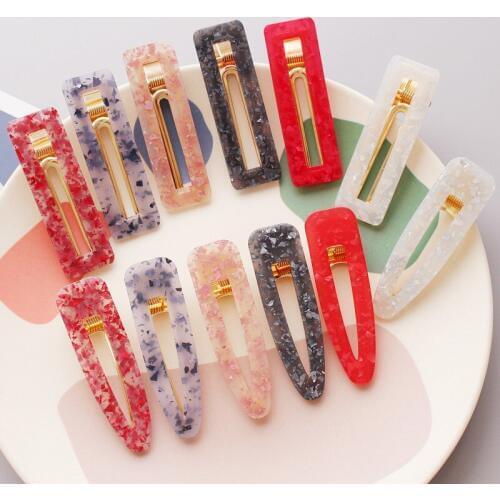 New Colors Fashion Acetate Geometric Hair Clips Korean Hair Accessories Elegant Golden Flakes Acrylic Hair Clip for Women