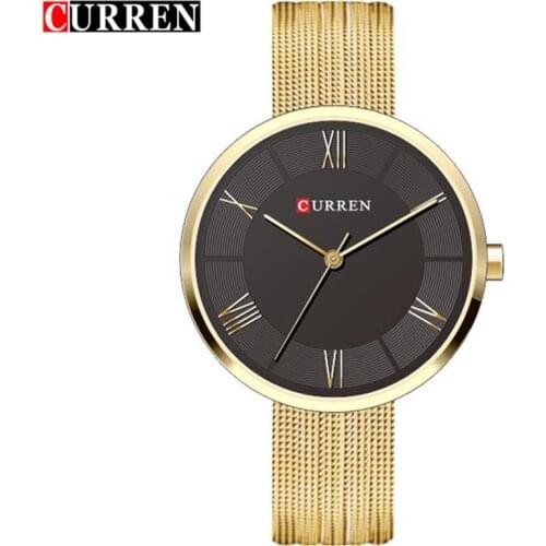 CURREN Top Brand Luxury Gold Women Watches Simple Rome Style Clock Steel Band Female Clocks Bracelet Wrist Ladies Watch Hot 9020