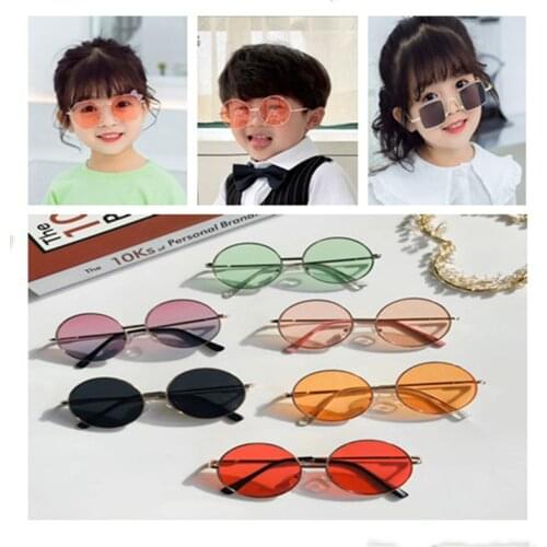 New Retro Round Frame Kids Sunglasses Baby Wild British Style Metal Sunglasses Boys Girls Sun Glasses Gift For Children Baby
