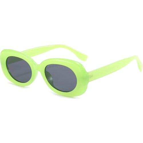 2021 Retro Oval Sunglasses Women Men Jelly Green Orange Eyewear Shades UV400 Trending Brand Design Gradient Sun Glasses Summer