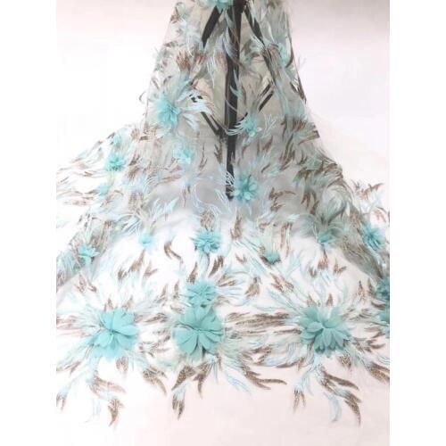 Special and fashion african tulle lace fabric SYJ-9857 with beads new arrival Pretty design