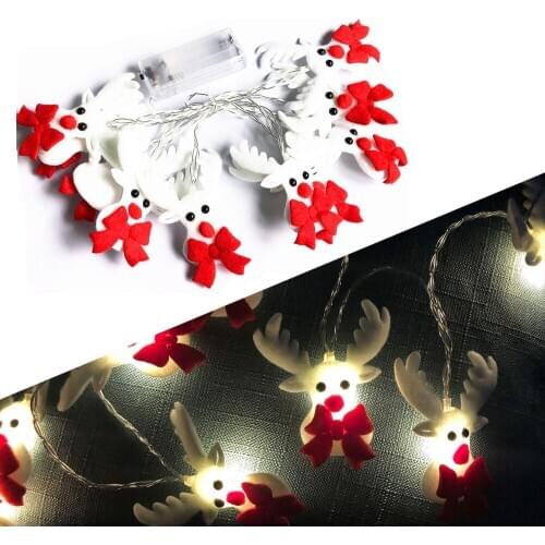 10 LED String Lights Fairy Lights For Christmas Party Decorative Party Snowman Elk Tree Garland Atmosphere Strip Lamps