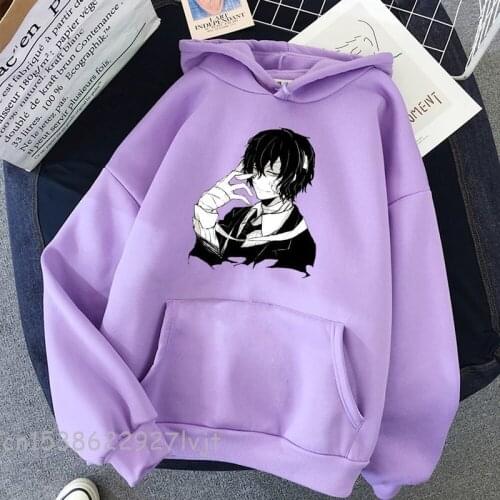 Anime Hoodie Bungou Stray Dog Print 2021 Harajuku Aesthetic Sweatshirt Women Cute Streetwear Couple Clothes Casual Warmth