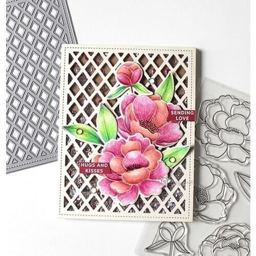 Mmao Crafts Metal Steel Cutting Dies Diamond grid frame Stencil For DIY Scrapbooking Paper/photo Cards Embossing Dies